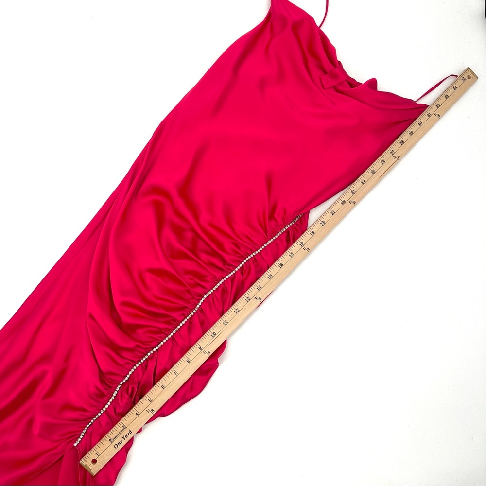 Cinq a Sept Dress 100% Silk EMILIA Draped Spaghetti Strap Satin Sz 2 Raspberry - Picture 10 of 13